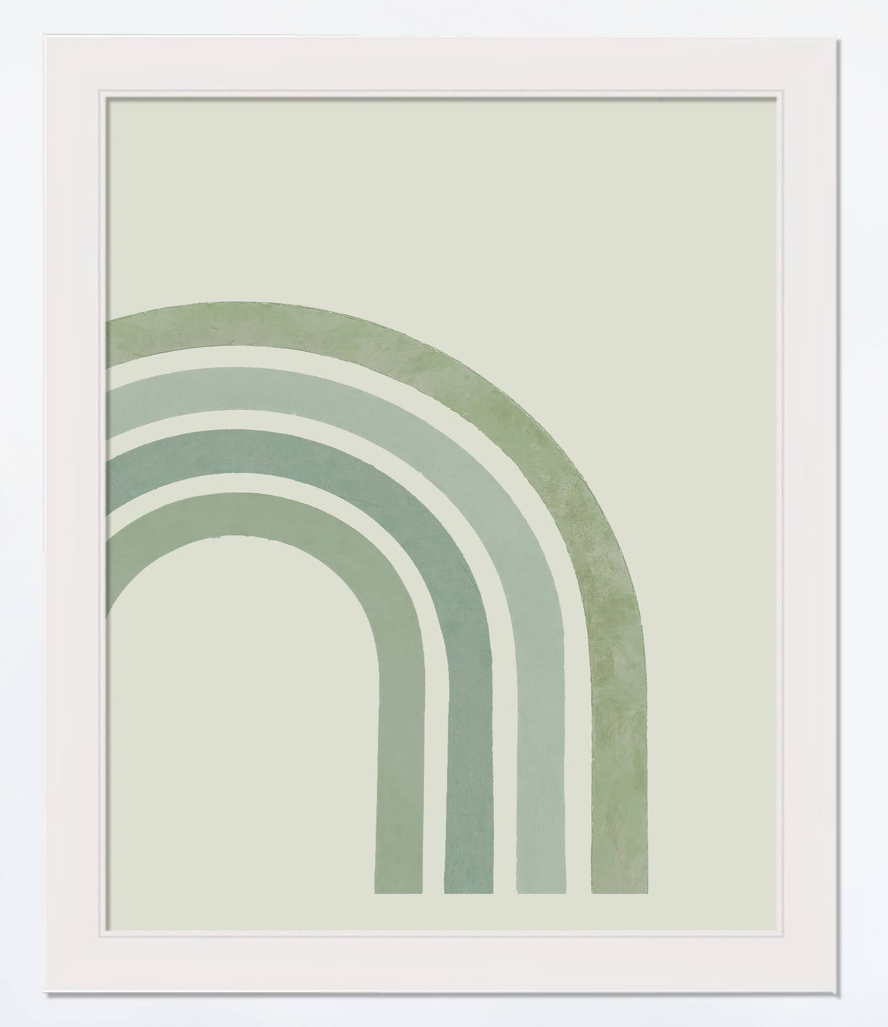 Green Rainbow 16" x 20" White Framed Print Under Plexiglass